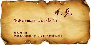 Ackerman Jolán névjegykártya